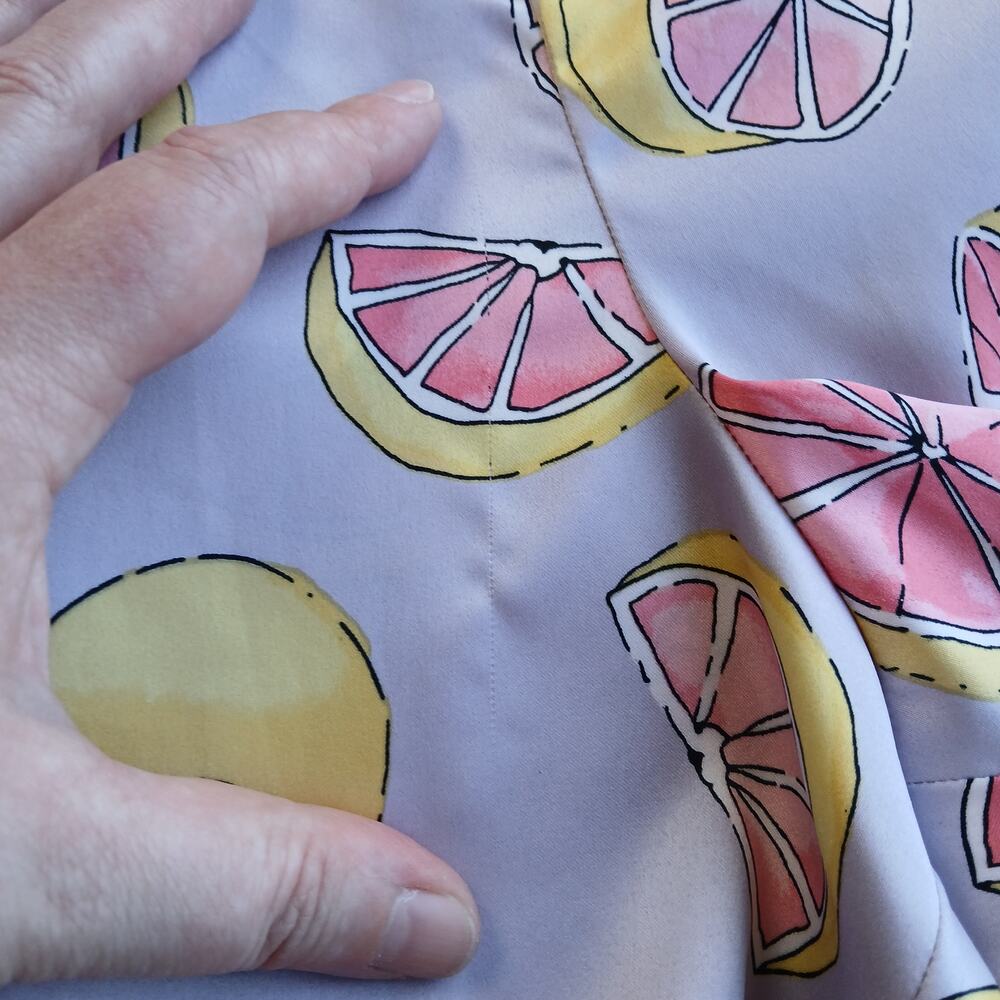 Gilly Hicks Hollister Satin Citrus Fruit Print Sleep Set XL purple LS top shorts - Picture 15 of 16